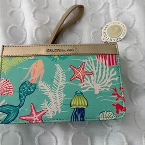 Spartina 449 Mermaid Print Clutch in Teal and Gold